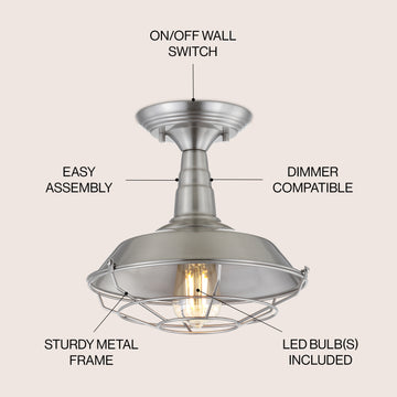 Gabe 10.2" Metal LED Semi Flush Mount - JONATHAN Y